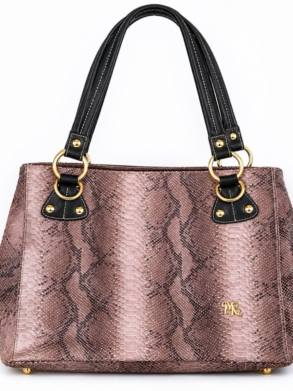 Marco Buggiani Genuine Italian Leather Python-Style Shoulder Bag Tote